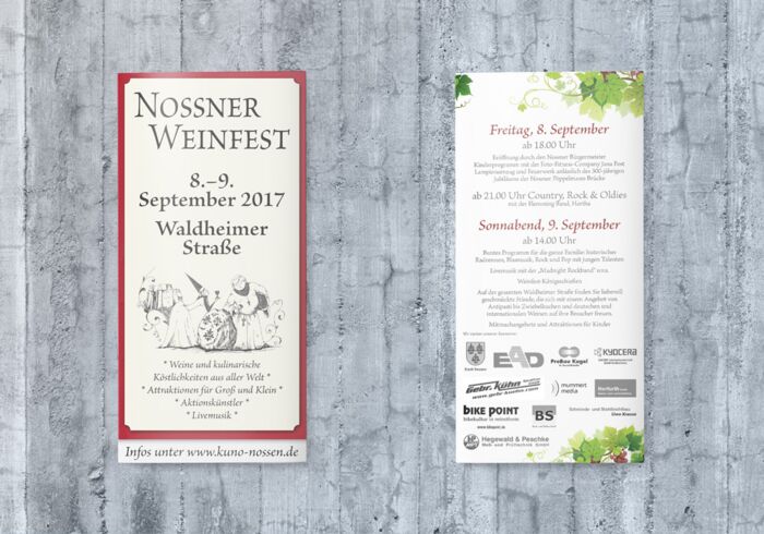 Ansicht Flyergestaltung für Nossner Weinfest 2017